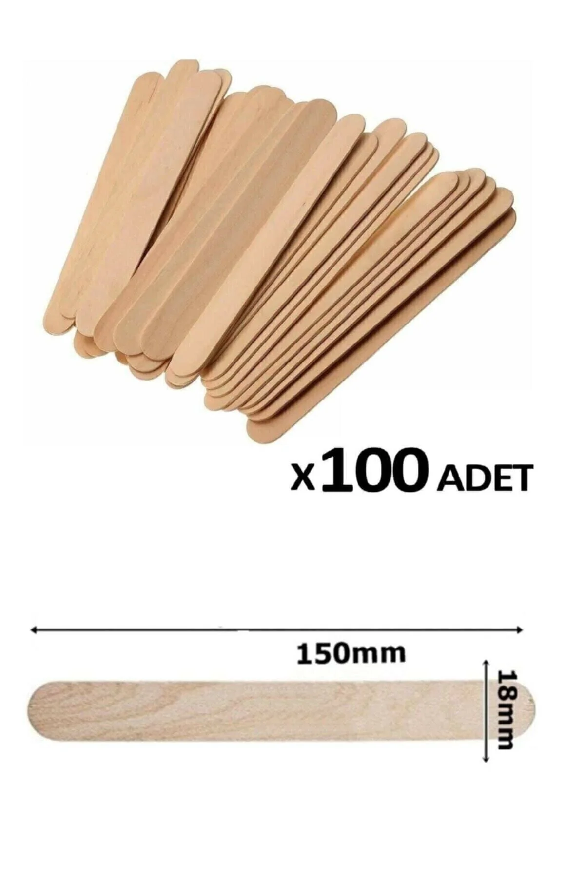 Ahşap Dil Çubuğu Naturel 100'lü Paket Geniş 150*18 Mm Çx