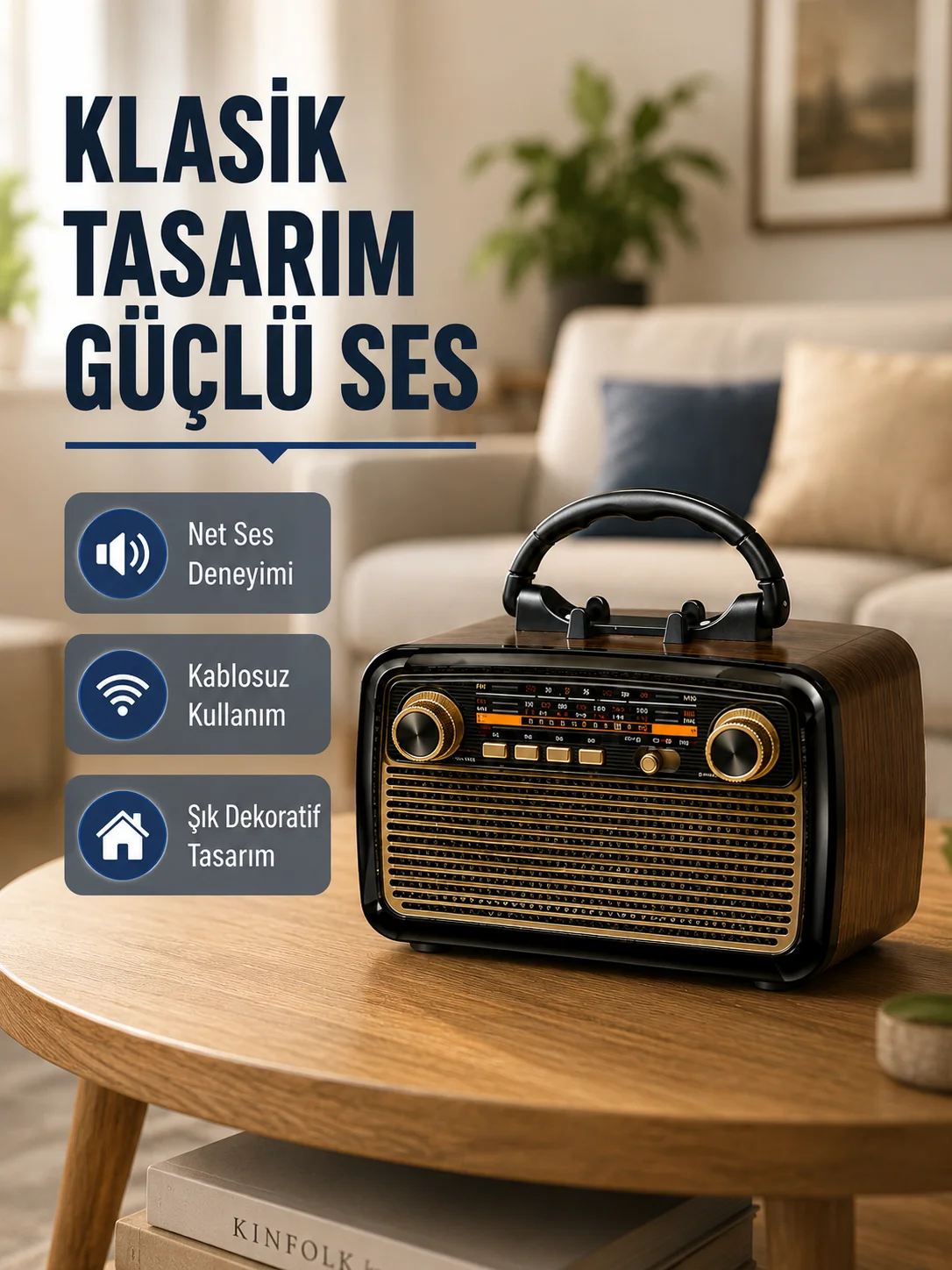 Ahşap Dokulu Bluetooth Müzik Kutusu – Vintage LED Tasarımıyla Modern Ses Deneyimi