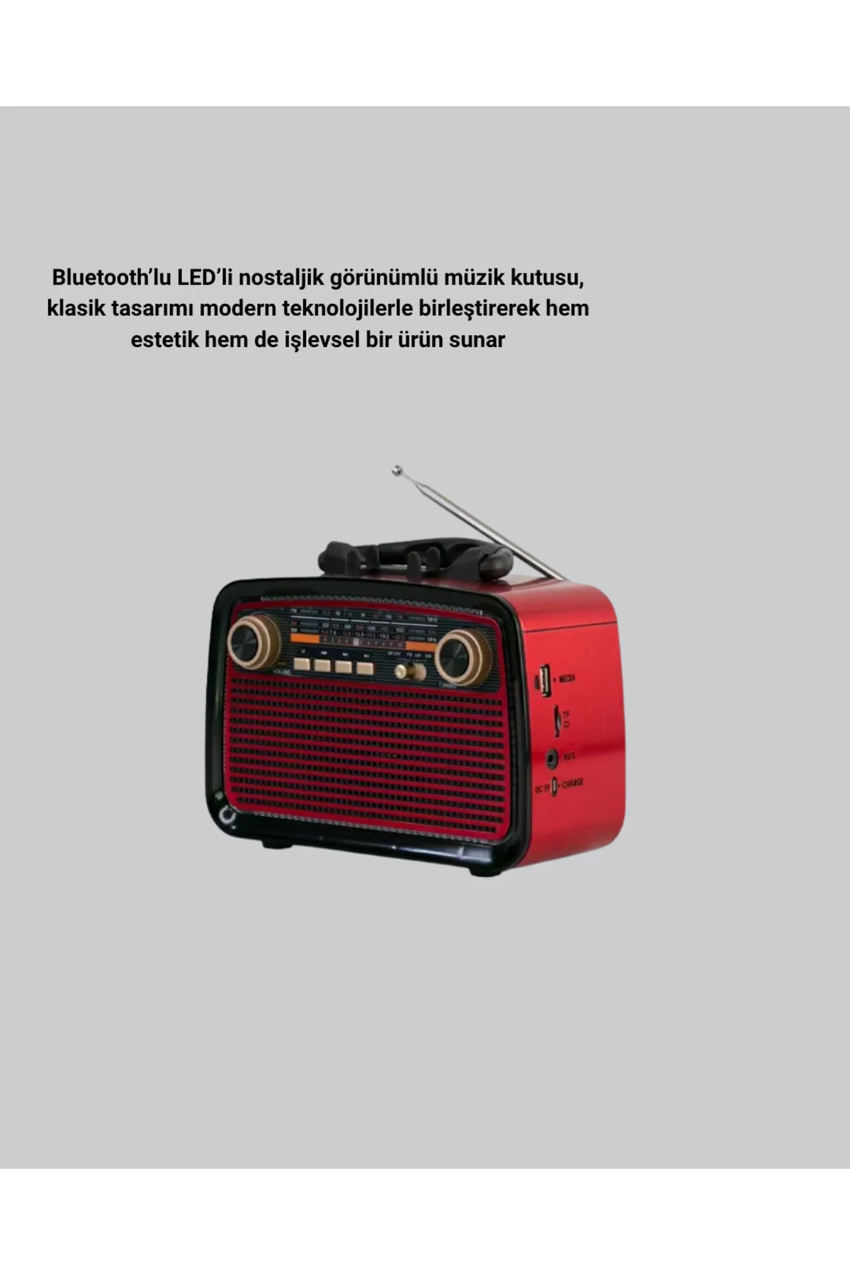 Ahşap Dokulu Bluetooth Müzik Kutusu – Vintage LED Tasarımıyla Mod