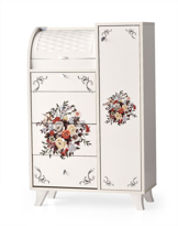 Sivas Gözde Mobilya Ahşap Dolaplı Çekmeceli Desenli Mutfak Kiler Dolabı Büyük Ekmekli