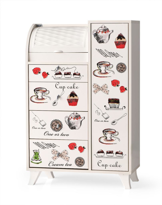 Sivas Gözde Mobilya Ahşap Dolaplı Çekmeceli Desenli Mutfak Kiler Dolabı Büyük Ekmekli