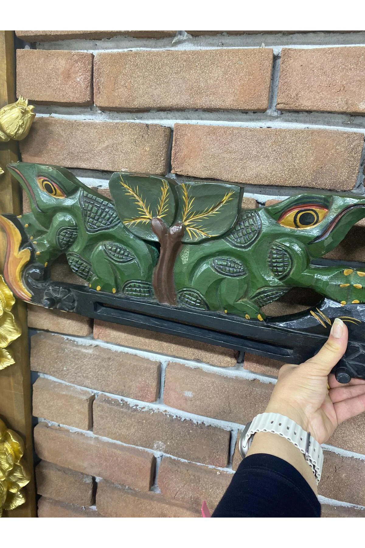 Ahşap El işçiliği Kurbağa Temalı Duvar Dekoru Elbise Askısı