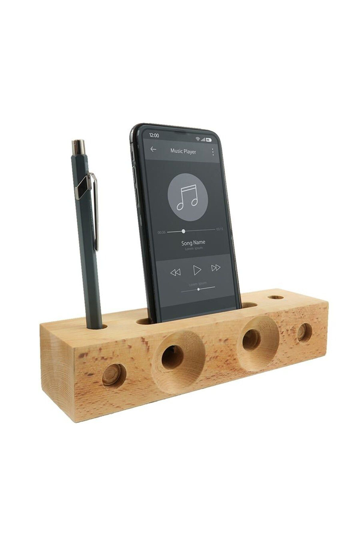 Otel Bukleti Ahşap El Yapımı Telefon Hoporlörü Kalemlik