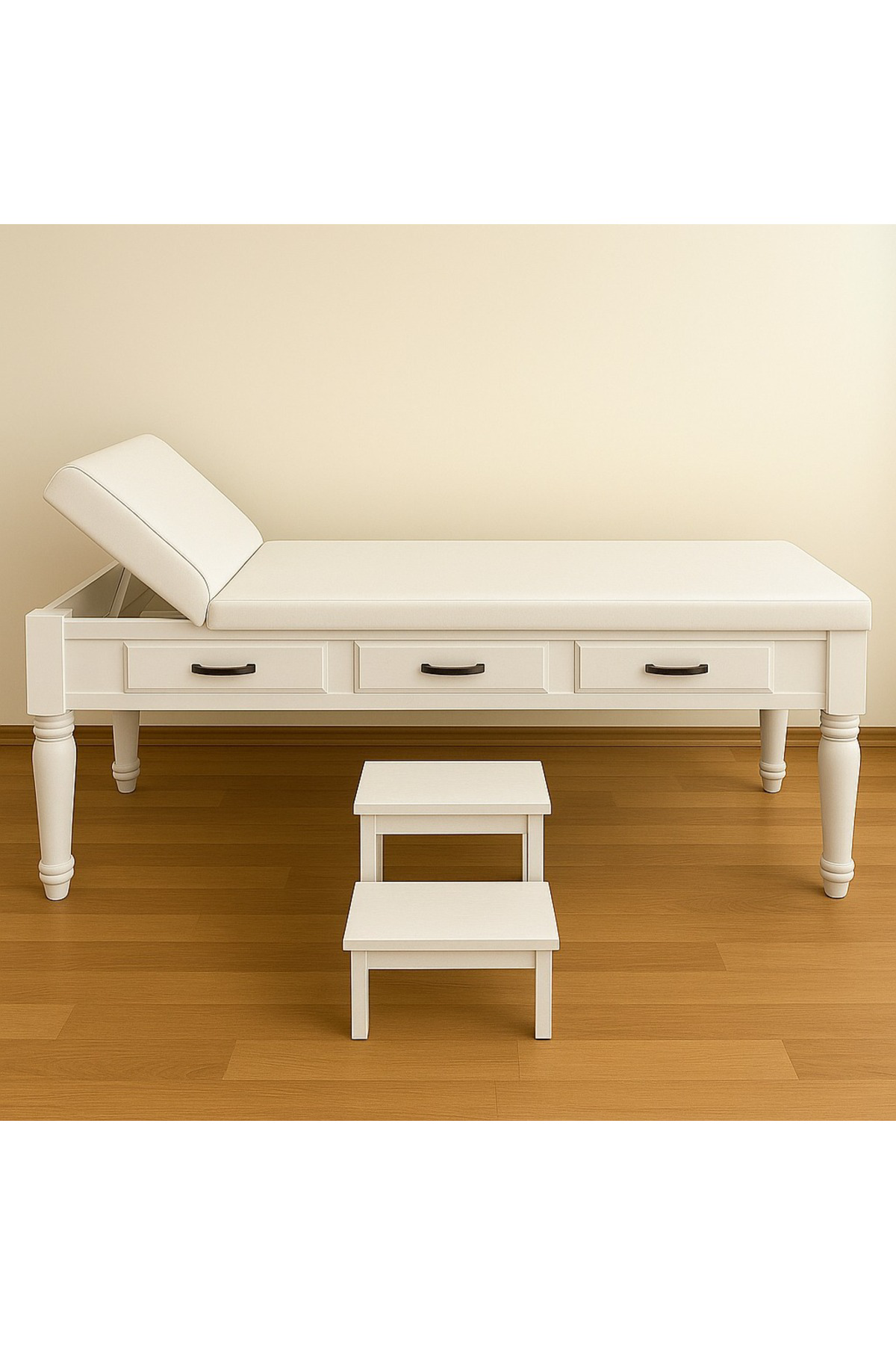 Masmel Ahşap Eskobalı Muayene Masası Parvan 3 Lü Takım