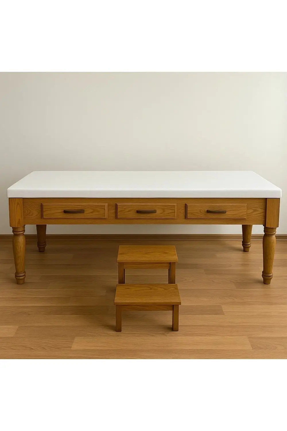 Ahşap Eskobalı Muayene Masası Parvan 3 lü takım