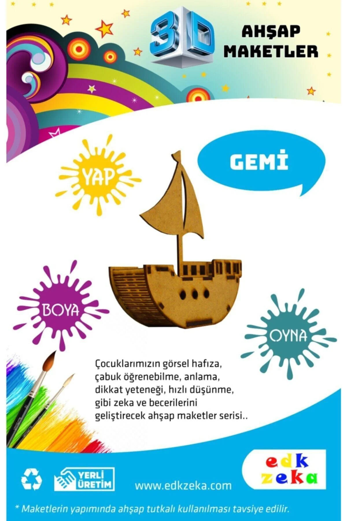 Ahşap Gemi Maketi - (BOYA DAHİL DEĞİLDİR)