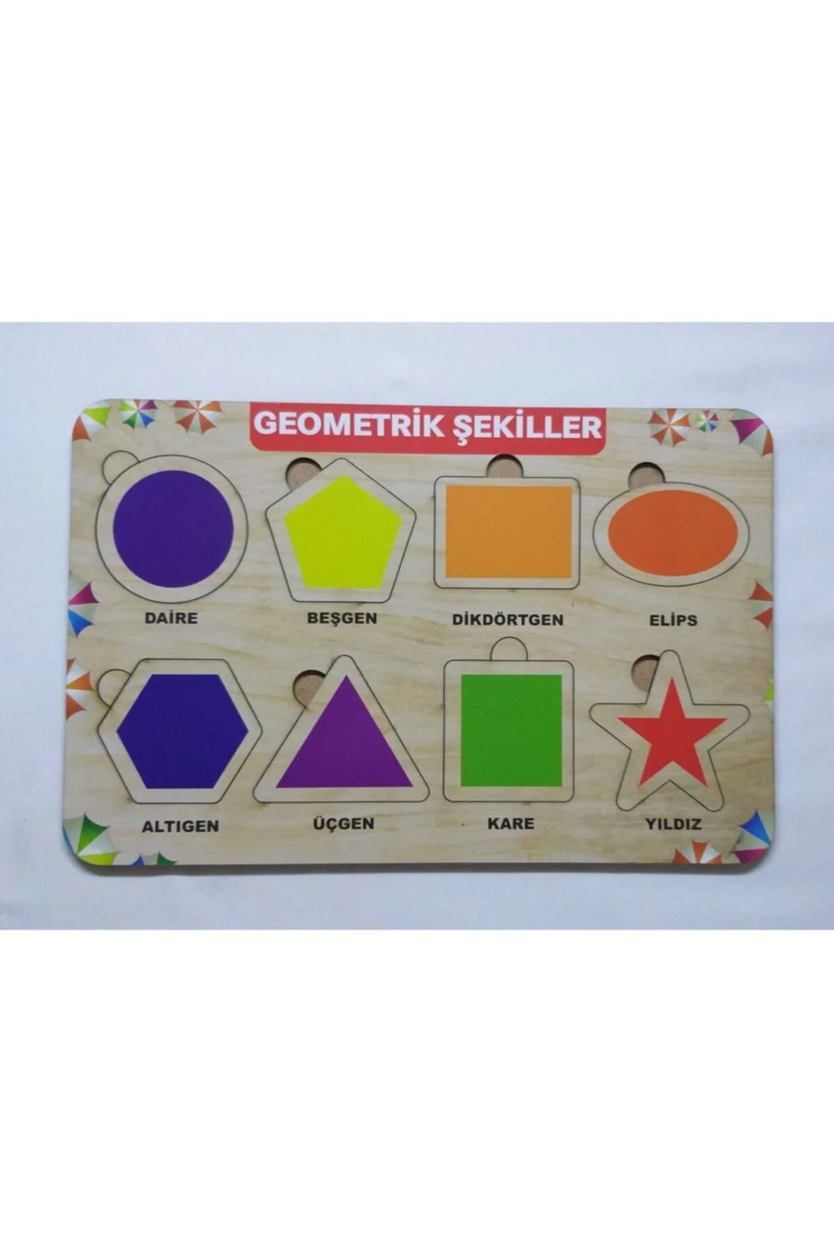 Ahşap Geometrik Şekiller Puzzle Eğitici Oyuncak