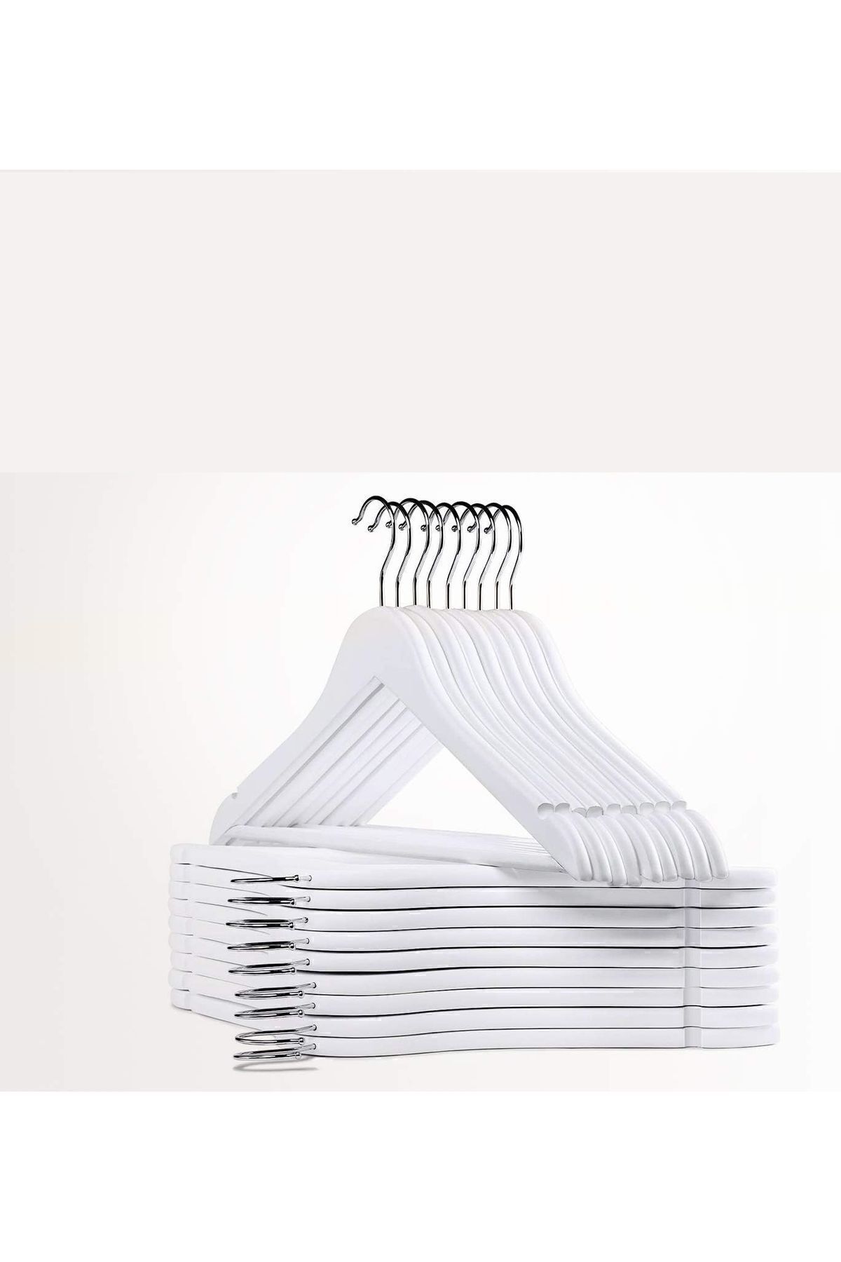 Transformacion Ahşap Görünüm Plastik Askı 20 Adet Beyaz  720519