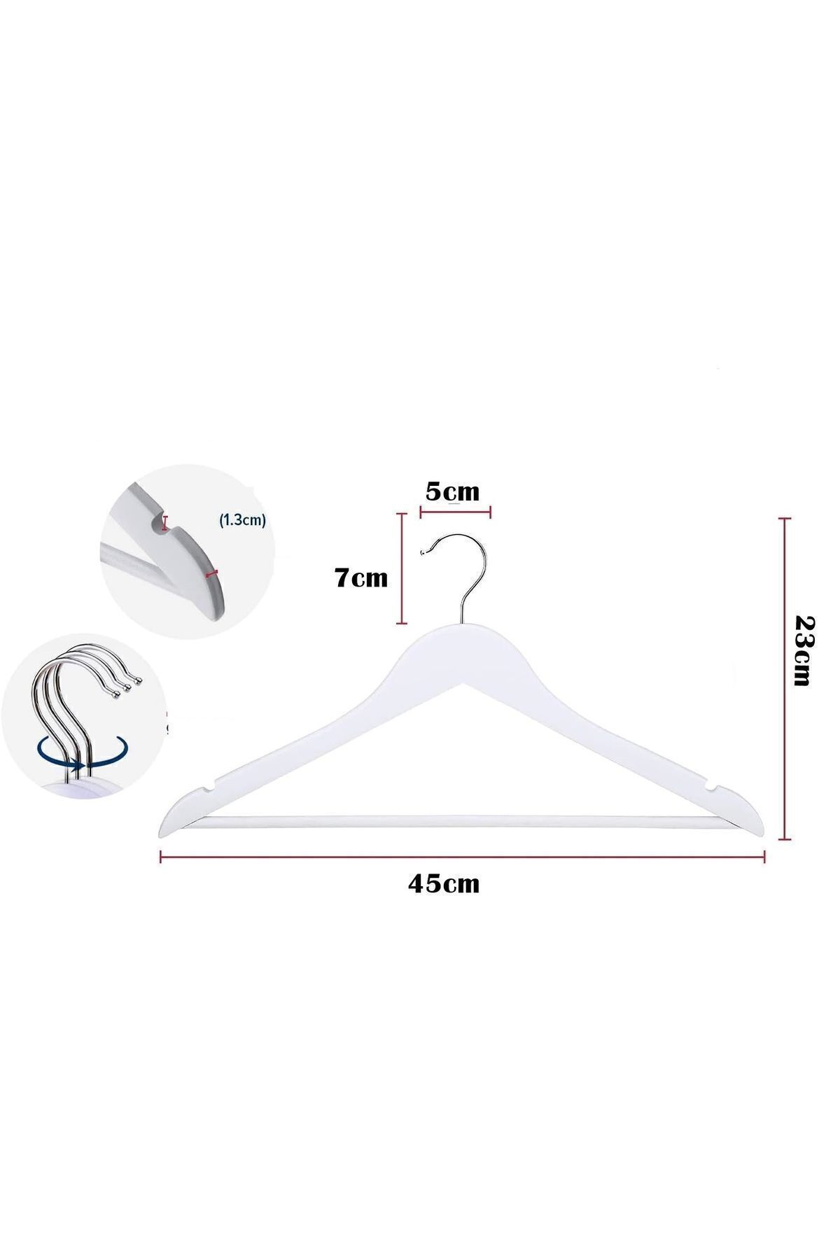 Transformacion Ahşap Görünüm Plastik Askı 20 Adet Beyaz  720519