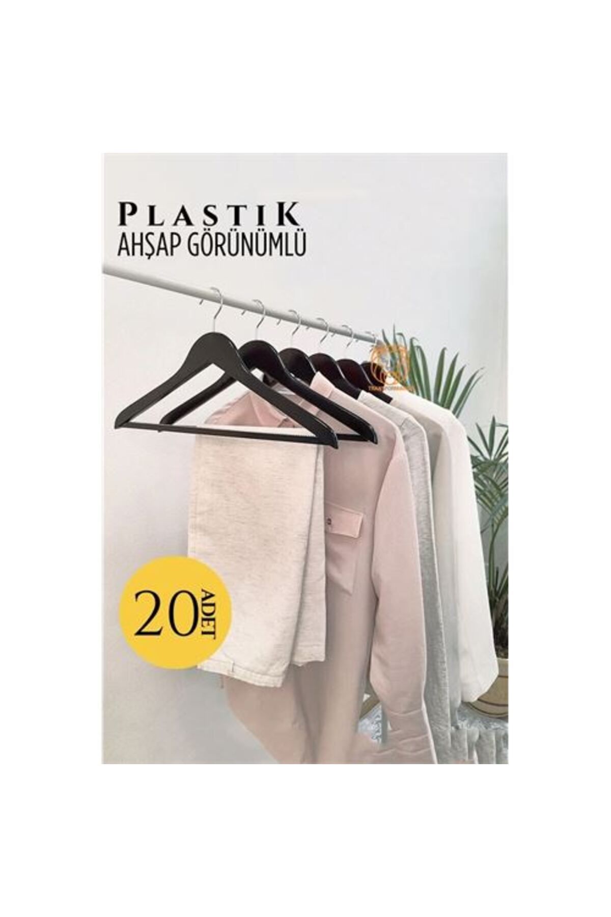 Modacar Ahşap Görünüm Plastik Aski 20 Adet Siyah