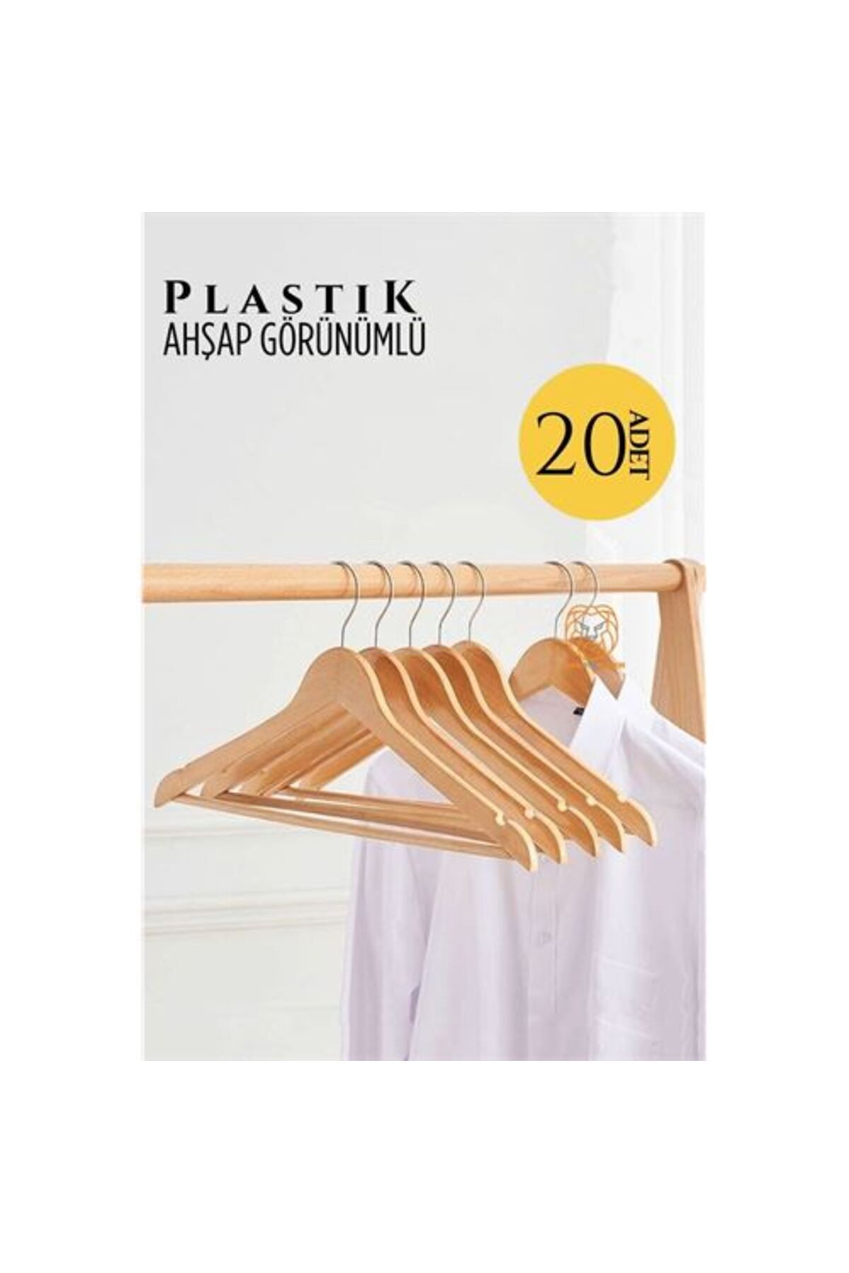 Modacar Ahşap Görünüm Plastik Aski 20 Adet Krem