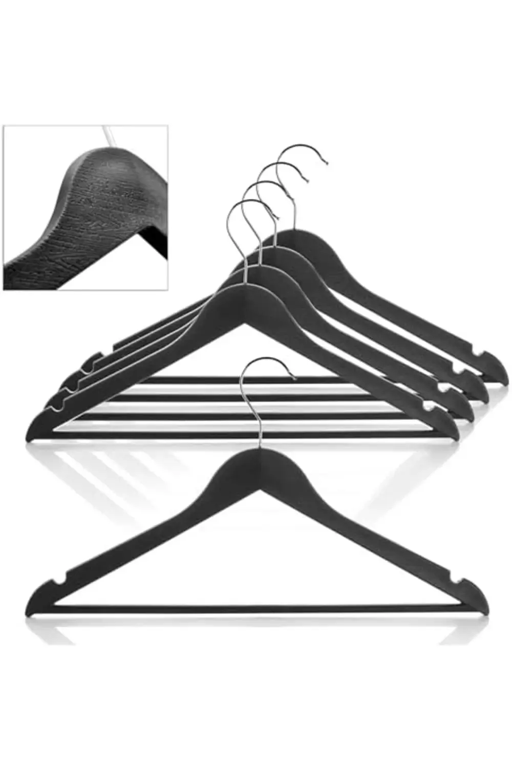 Ahşap Görünümlü Plastik Askısı (5 Adet) - Kaymaz Omuzlu, Şık ve D