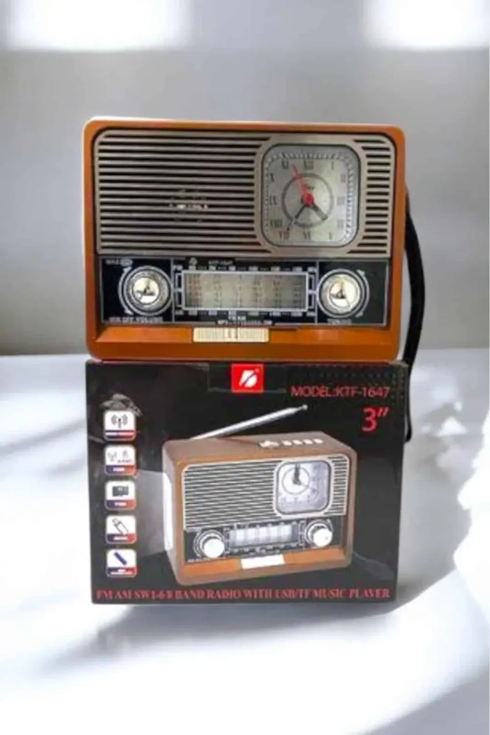Ahşap Görünümlü Retro Bluetooth Radyo USB,AUX Ve SD Kart Girişli