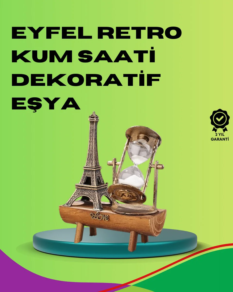 Ahşap Gövdeli Dekoratif Kum Saati - Masa Üstü Vintage Zaman Göstergesi