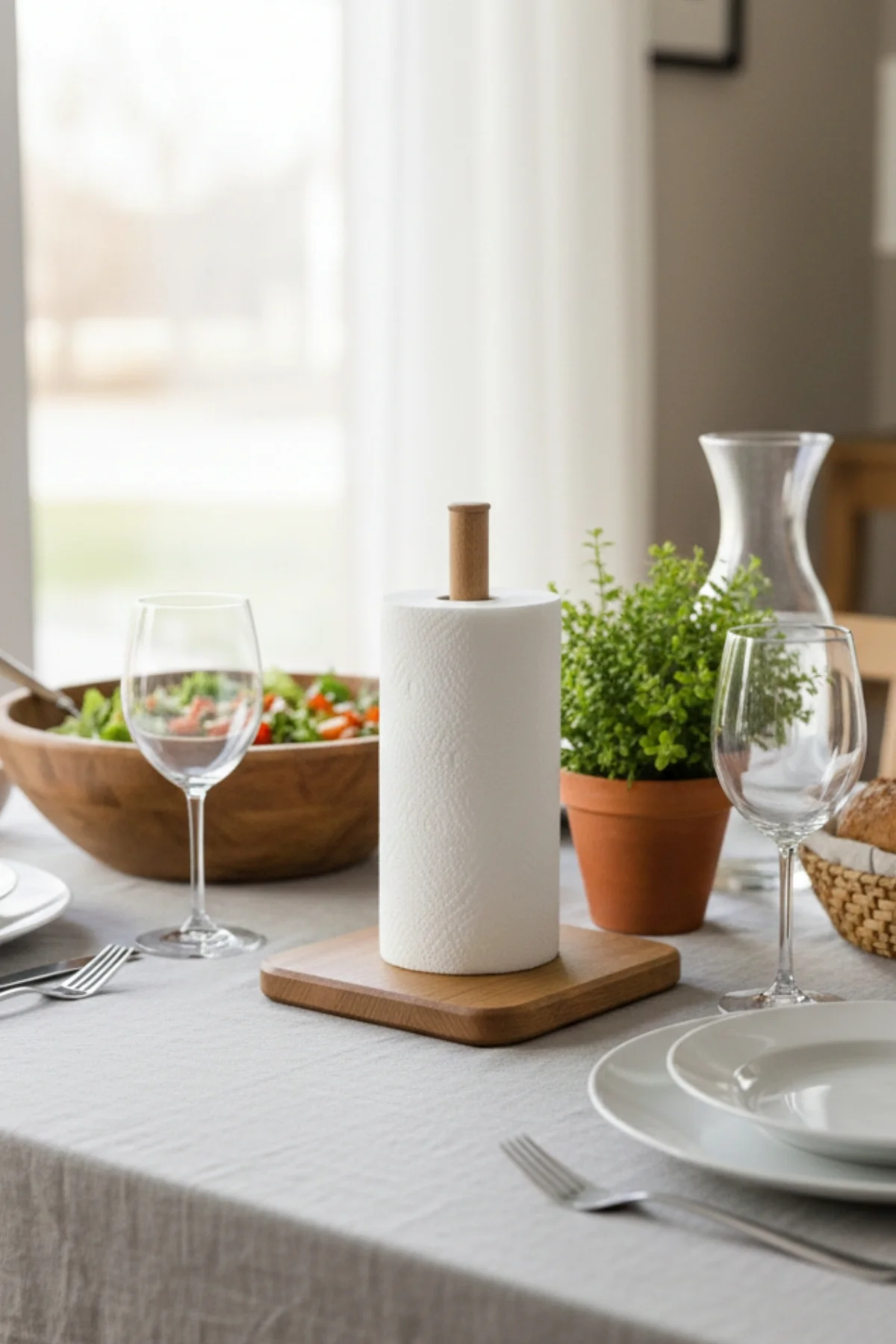 Ahşap Havlu Rulo Kağıtlık, Havlu Kağıt Peçetelik Tutacağı, Dikey 