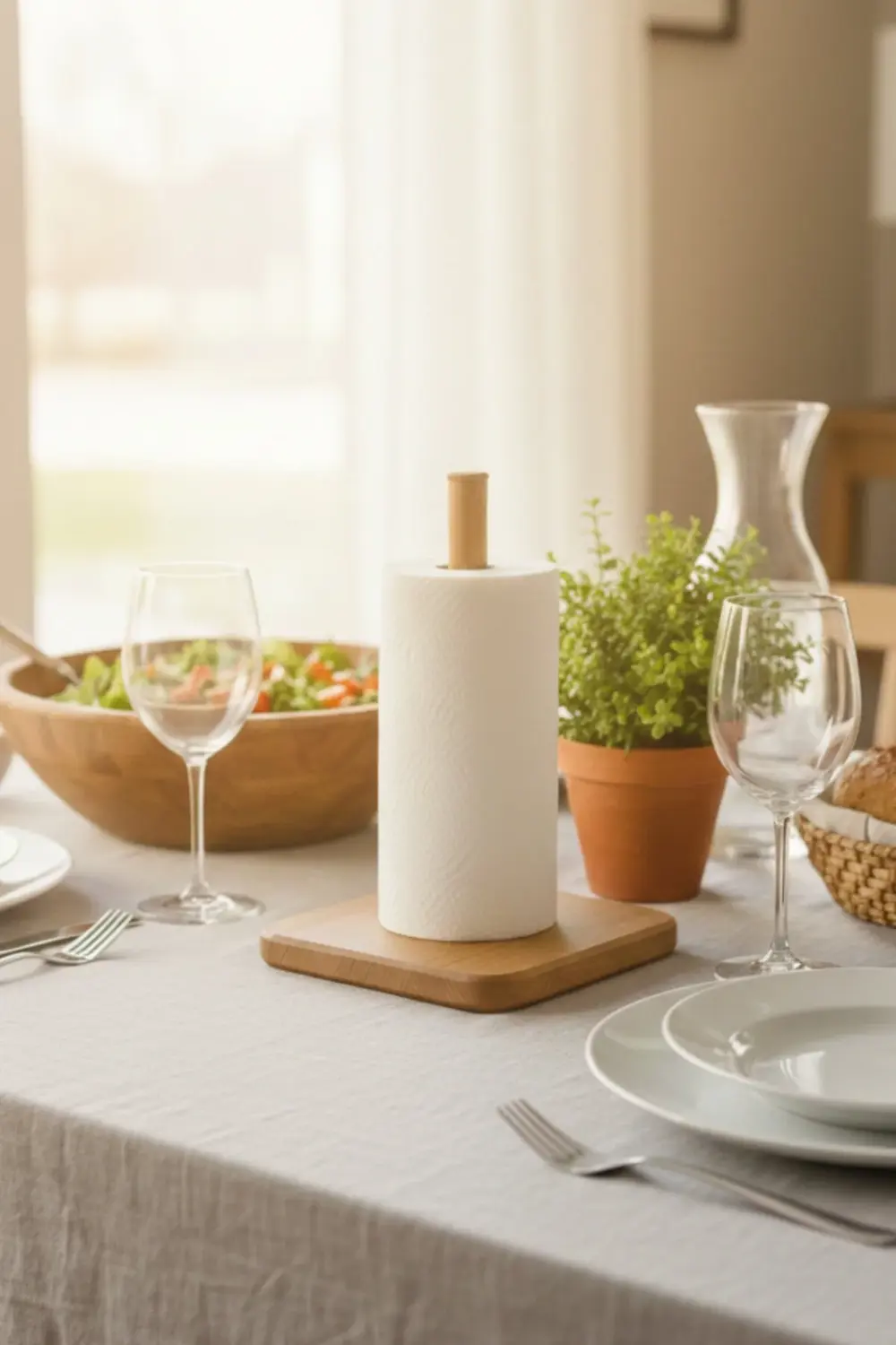 Ahşap Havlu Rulo Kağıtlık, Havlu Kağıt Peçetelik Tutacağı, Dikey