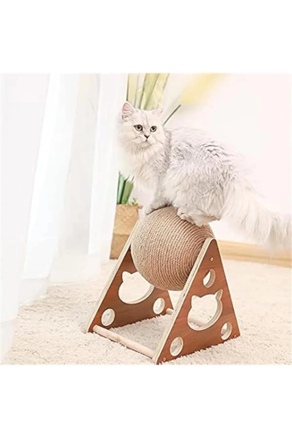 Ahşap Ipli Kedi Oyuncagi Topu Kedi Tırmalaması