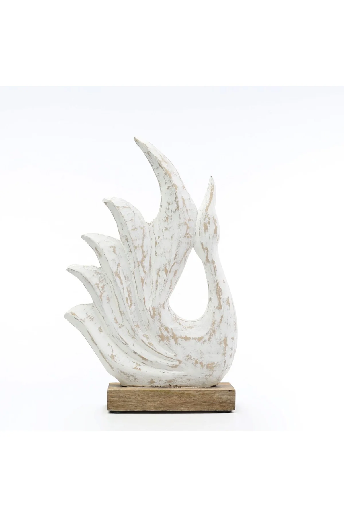 Ahşap Kaideli Beyaz Kuğu Dekor-30x9x43,5cm