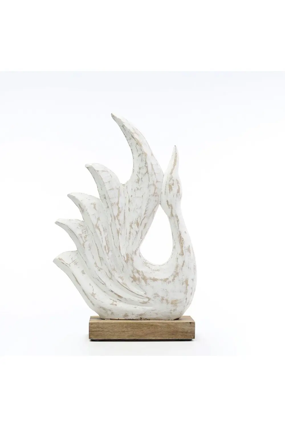 Ahşap Kaideli Beyaz Kuğu Dekor-30x9x43,5cm