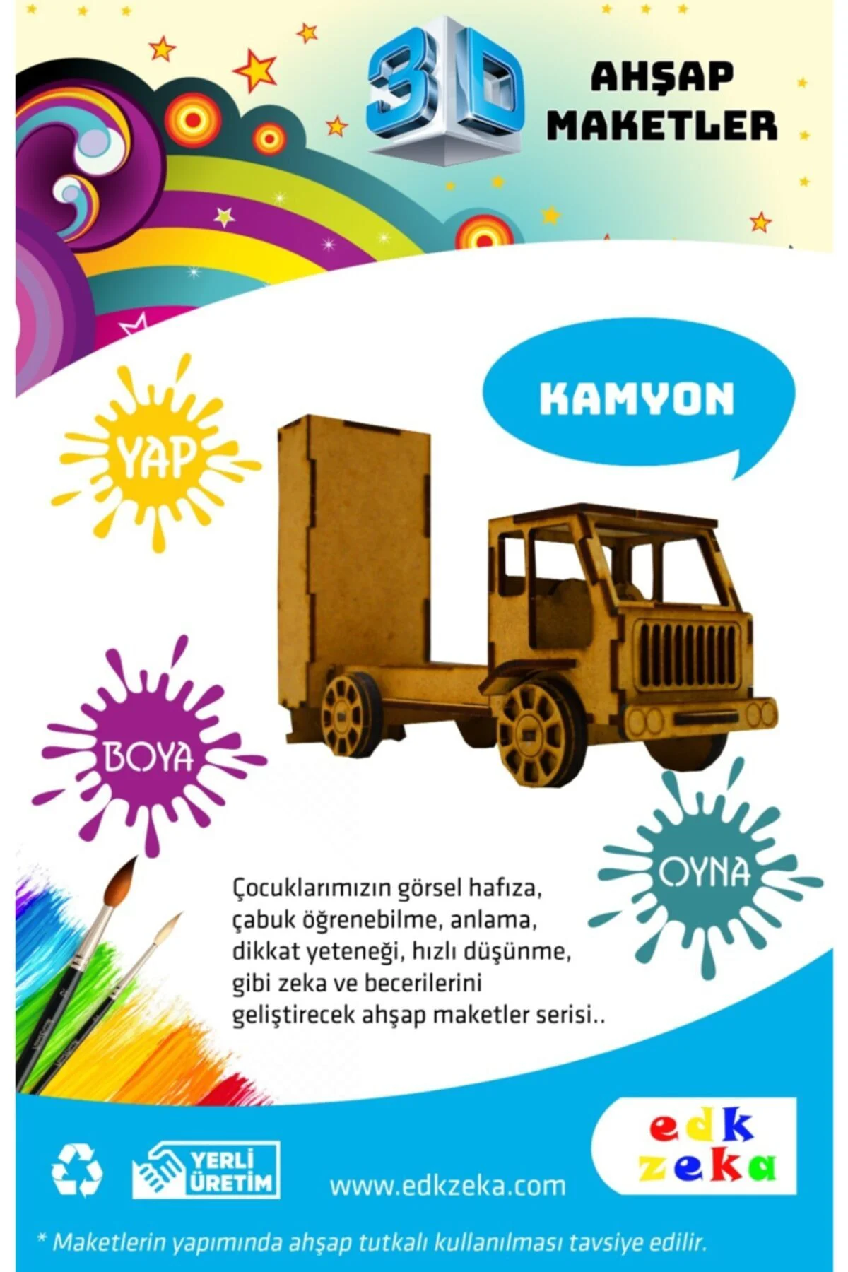 Ahşap Kamyon Maketi - Ahşap Boyanabilir Maket
