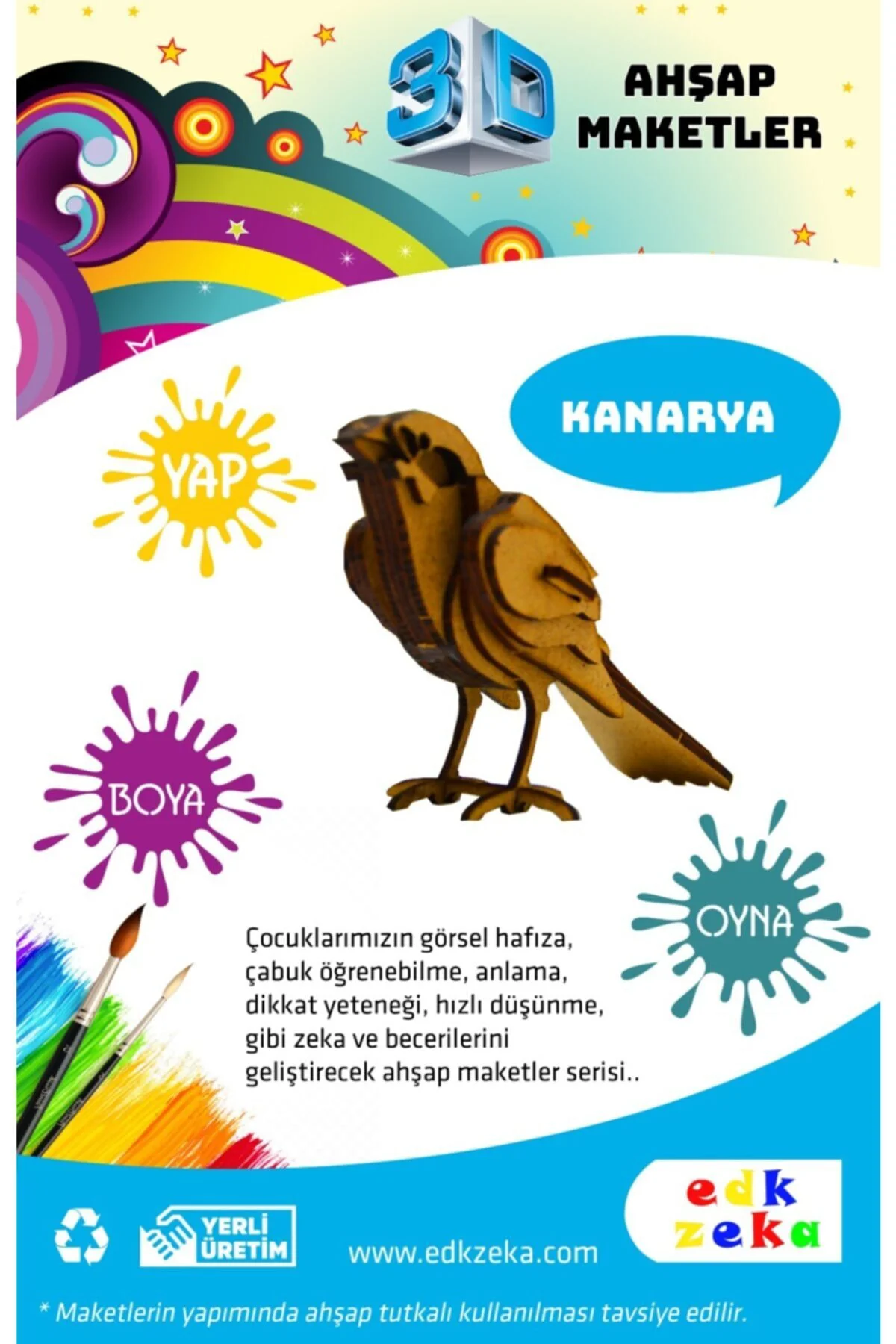 Ahşap Kanarya Maketi -(BOYA DAHİL DEĞİLDİR)