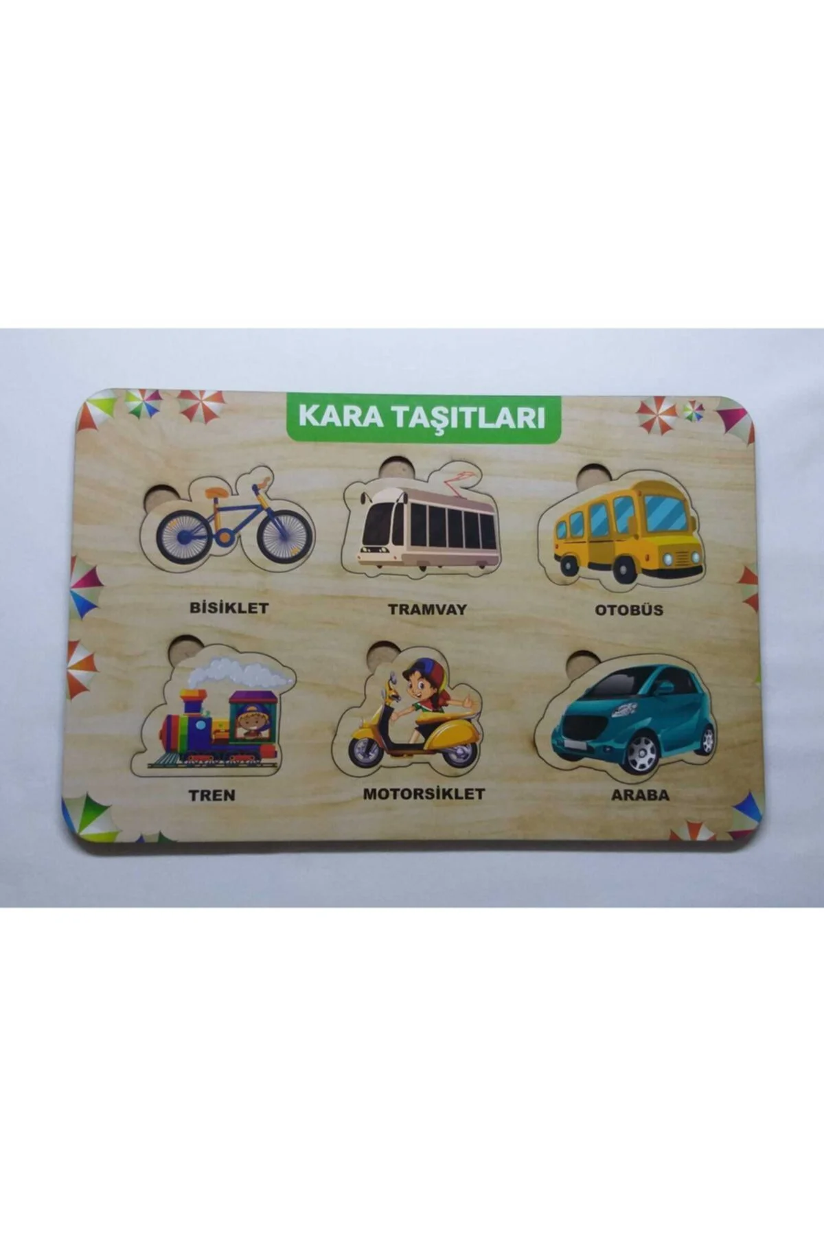 Ahşap Kara Taşıtları Puzzle Eğitici Oyuncak