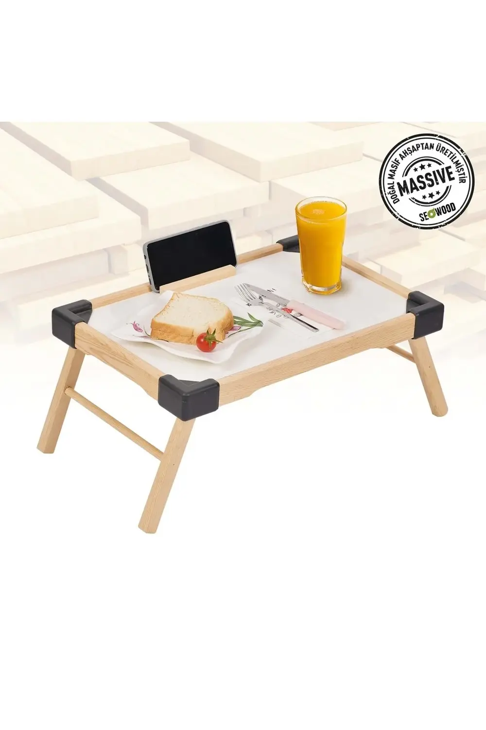 Ahşap Katlanır Tepsi 47 Cm Genişlik MT - 8108