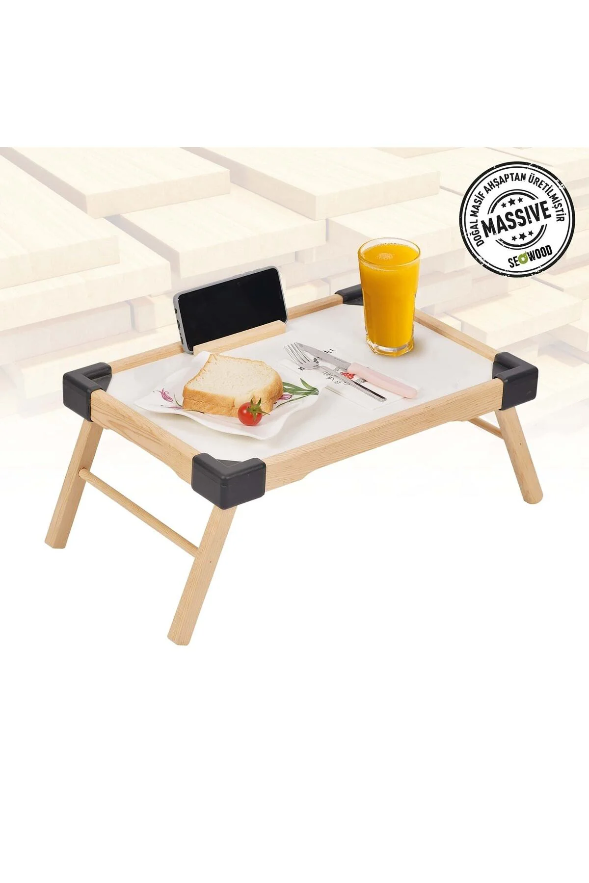 Ahşap Katlanır Tepsi 47 Cm Genişlik MT - 8108