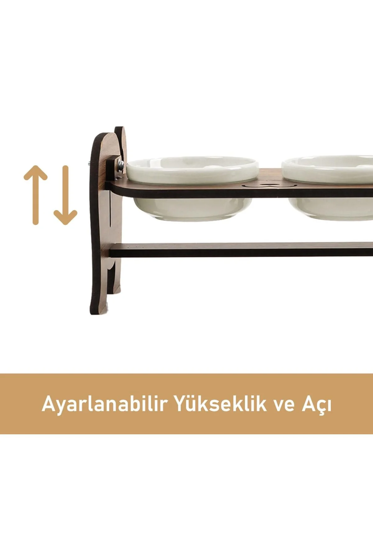 Ahşap Kedi Mama ve Su Kabı ile Kedi Köpek Paspası - Demonte Kedi Mama Su Kabı, Çift