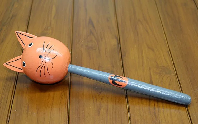 Ahşap Kedili Marakas Tekli - 25cm Doğal Ahşap El Yapımı Marakas Fiyatı, Yorumları ve Özellikleri