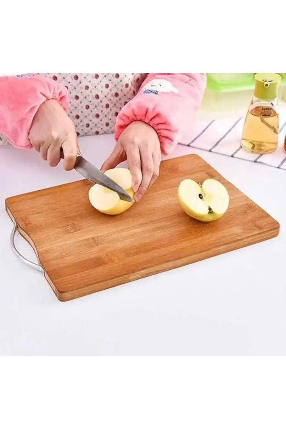Ahşap Kesme Tahtası Çelik Saplı Sebze Doğrama Tahtası Et Sebze Do