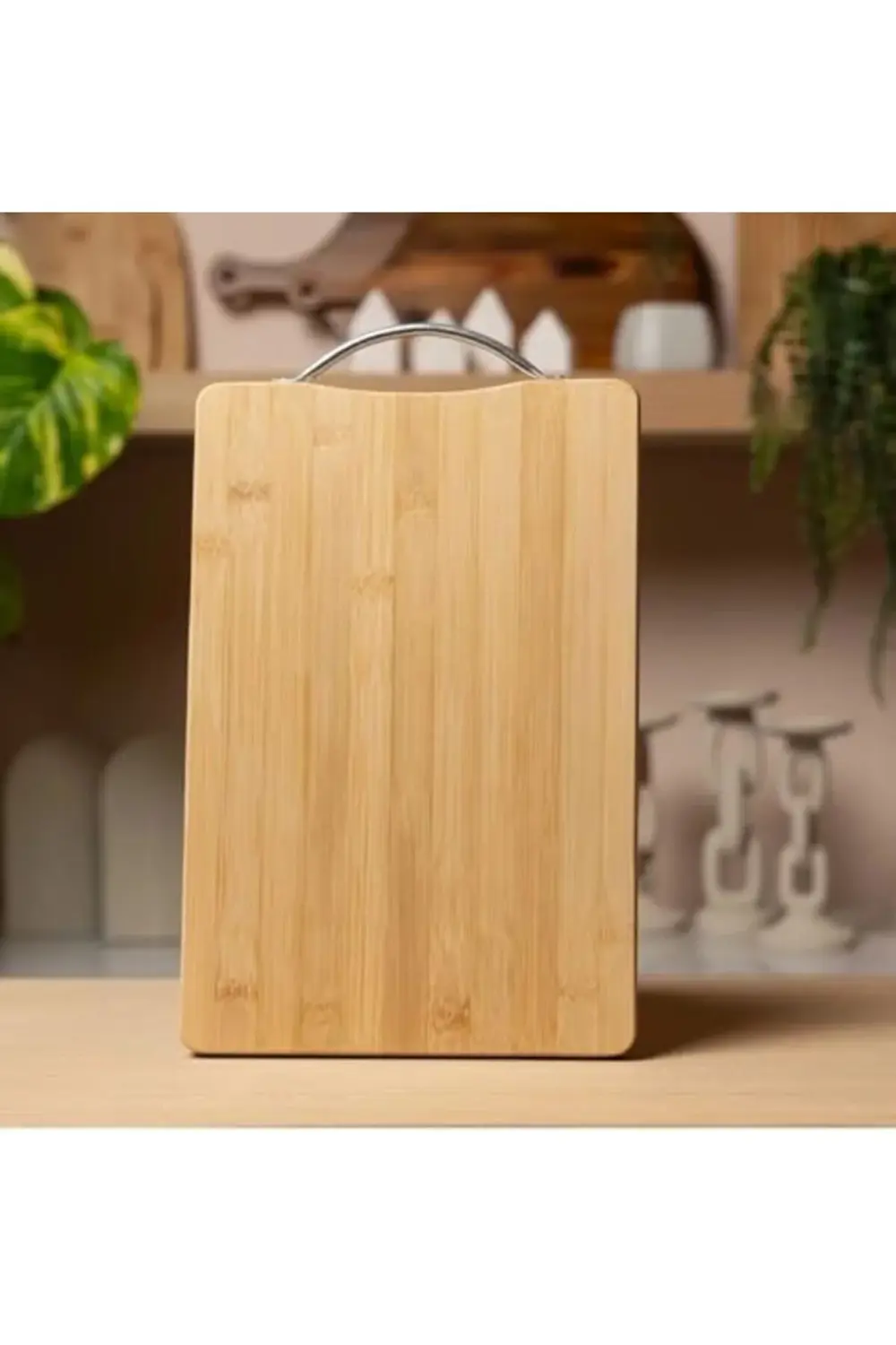 Ahşap Kesme Tahtası Çelik Saplı Sebze Doğrama Tahtası Et Sebze Do