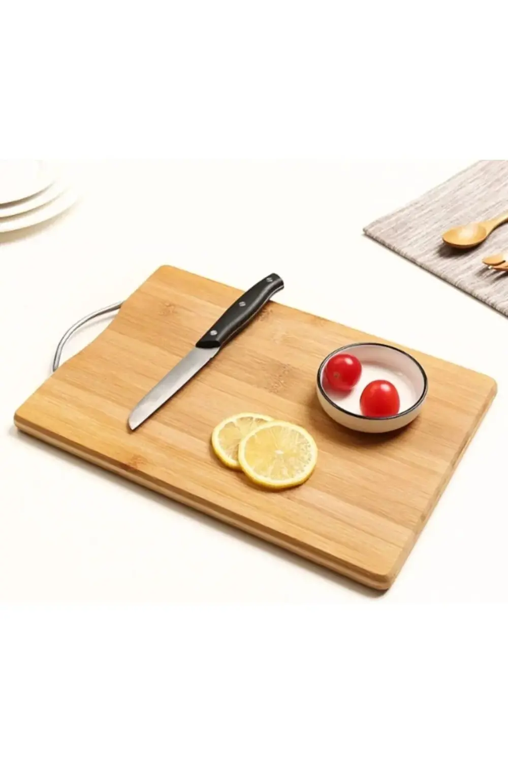 Ahşap Kesme Tahtası Çelik Saplı Sebze Doğrama Tahtası Et Sebze Do