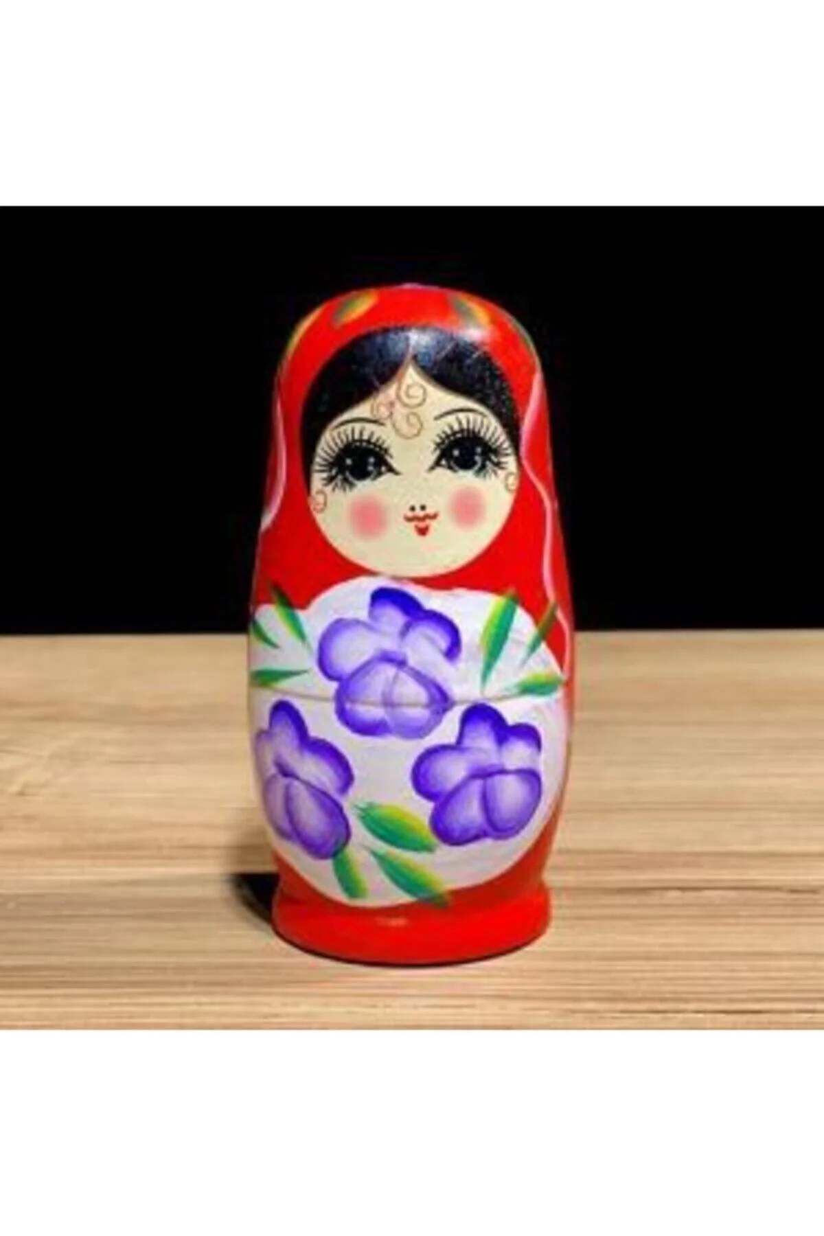 Ahşap kırmızı 5 parçalı modern matruşka bebek dekoratif obje tek ebat - Ev &amp; Mobilya