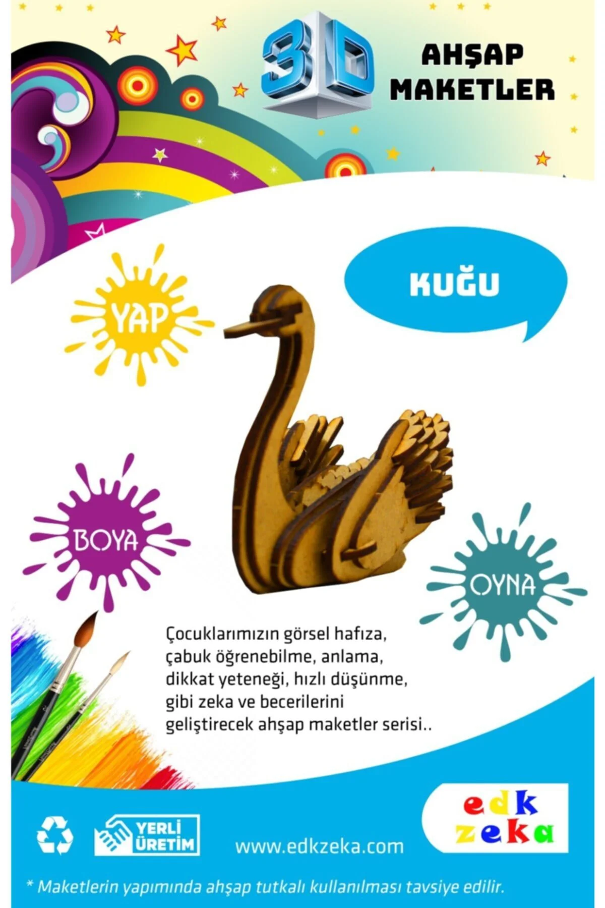 Ahşap Kuğu Maket (BOYA DAHİL DEĞİLDİR)