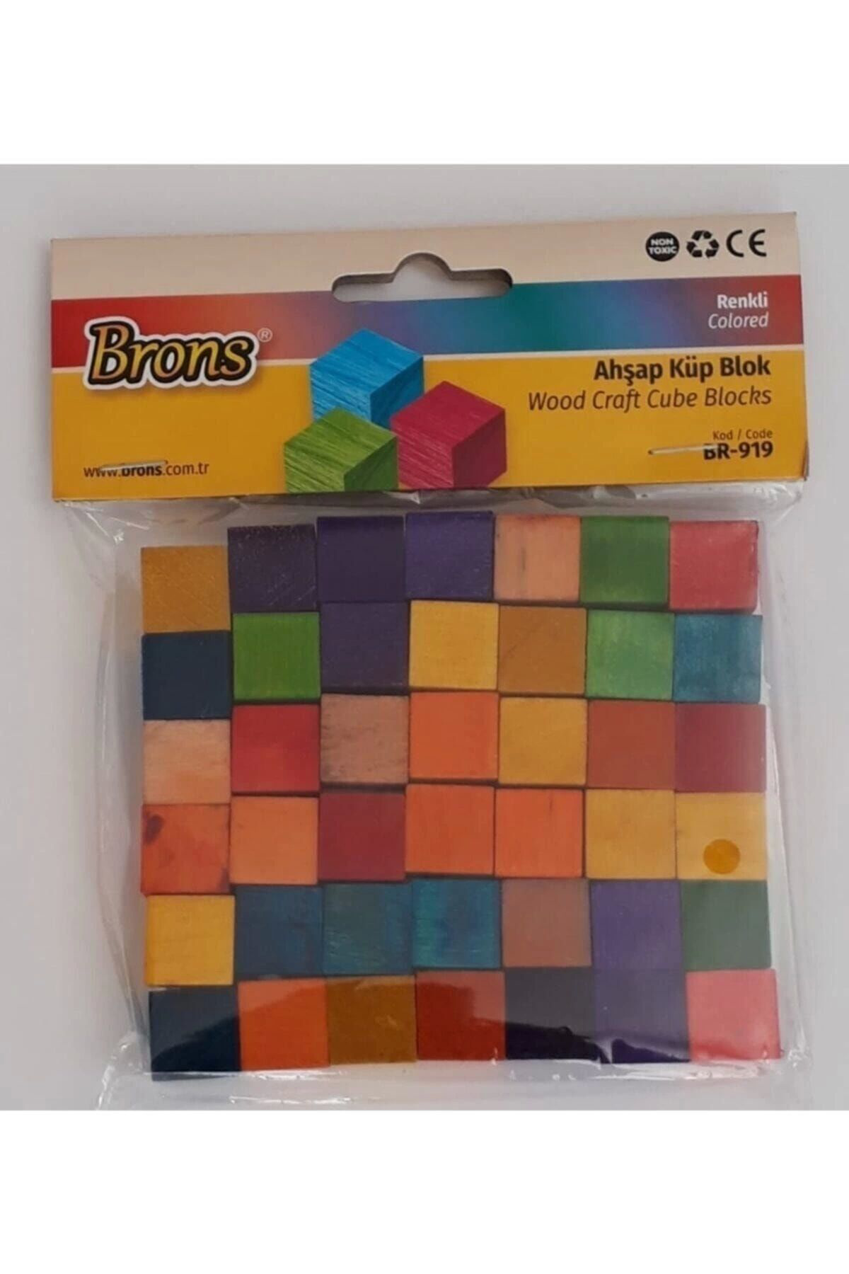 Brons Ahşap Küp Blok Br-919 Renkli Matematiksel Zeka Görsel Zeka Gelism