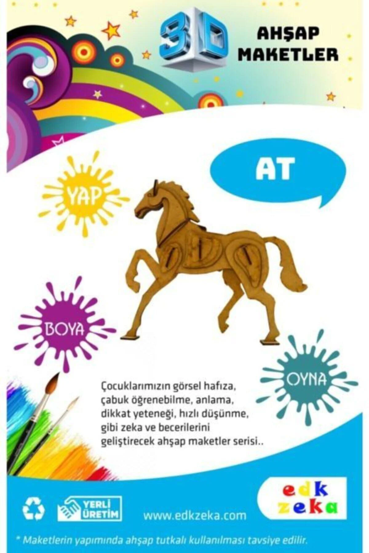 Ahşap Maket At veBoya,Fırça