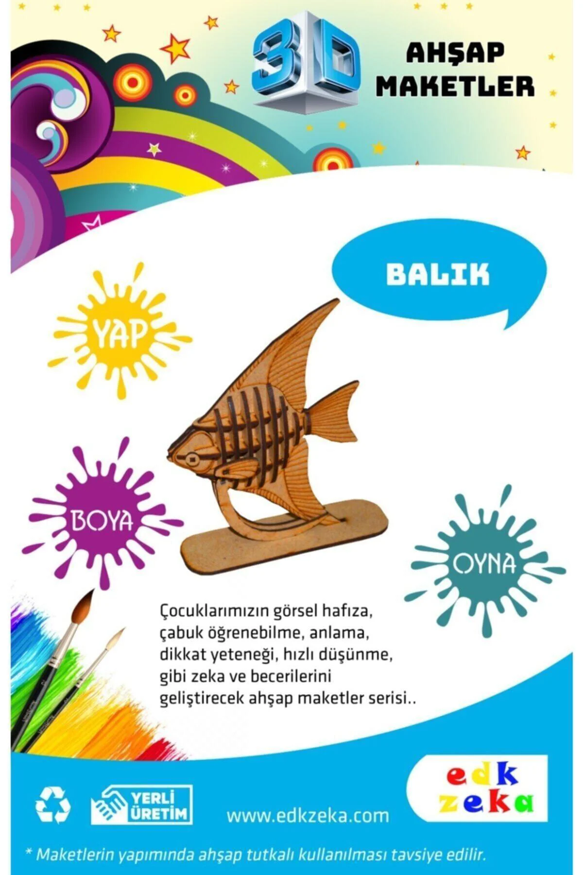 Ahşap Maket Balık ve Boya,Fırça