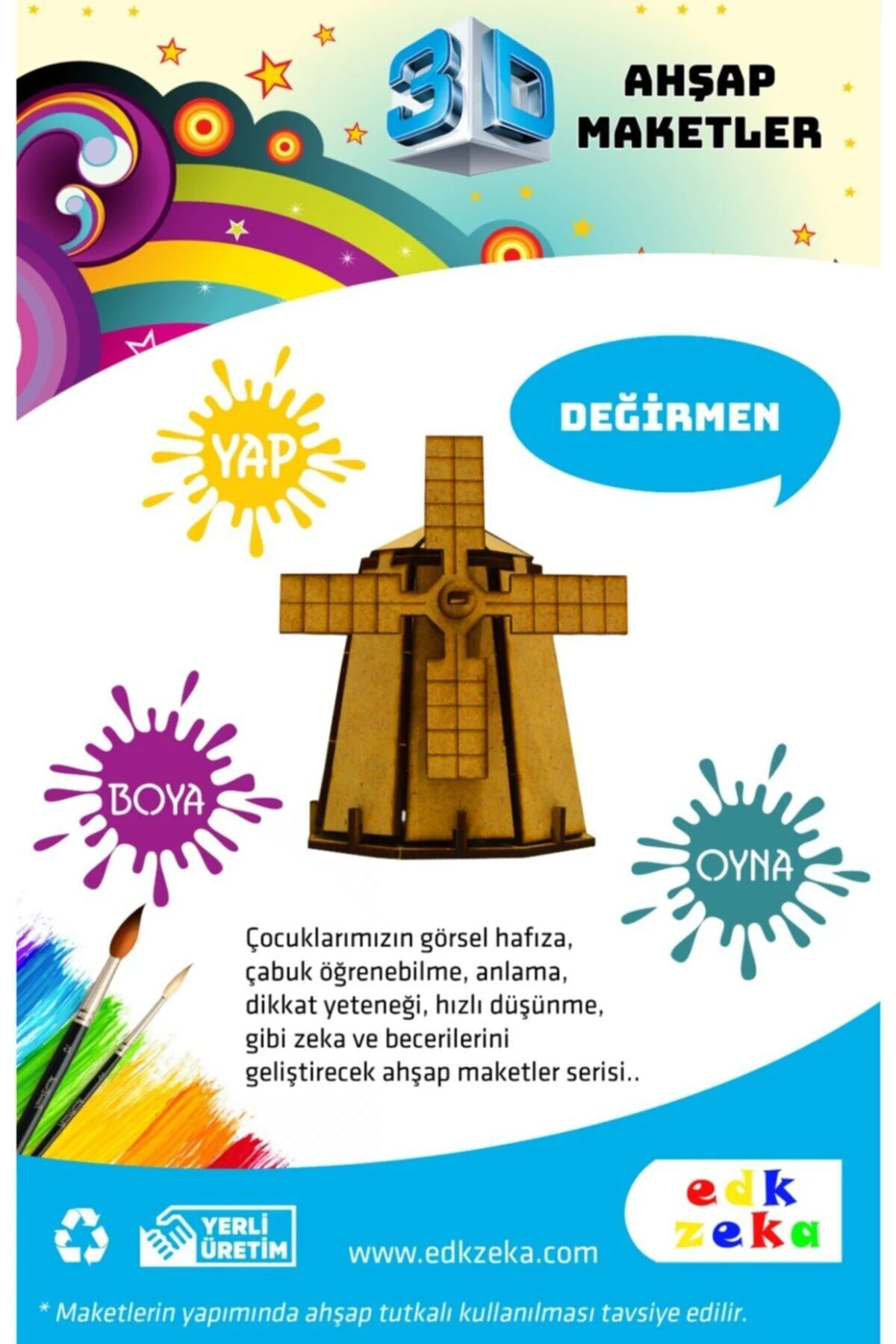 Ahşap Maket Değirmeni ve Boya,Fırça