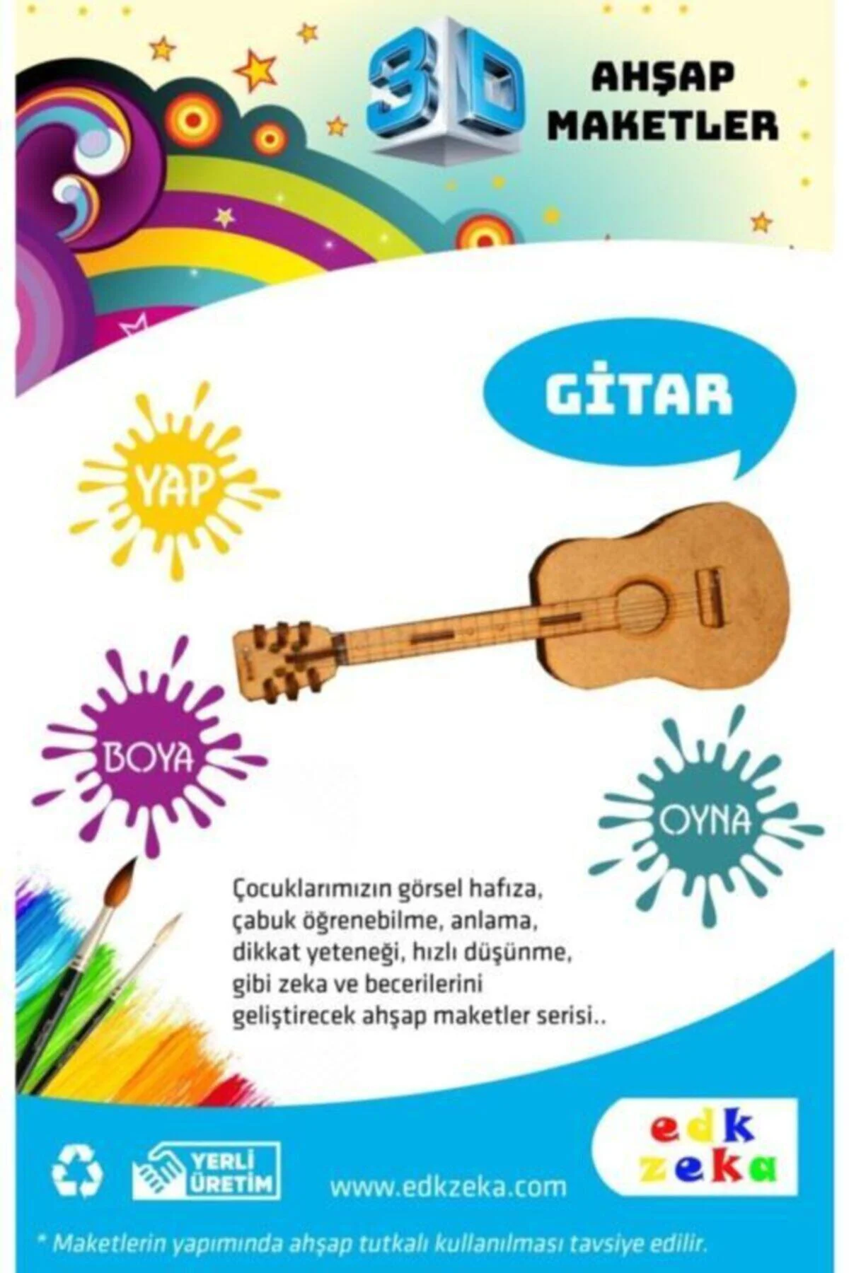 Ahşap Maket Gitar ve Boya,Fırça