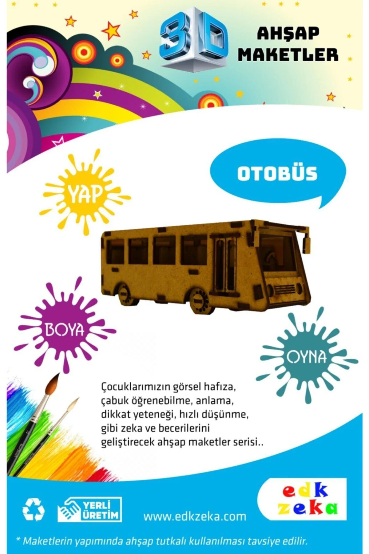Ahşap Maket Otobüs ve Boya,Fırça