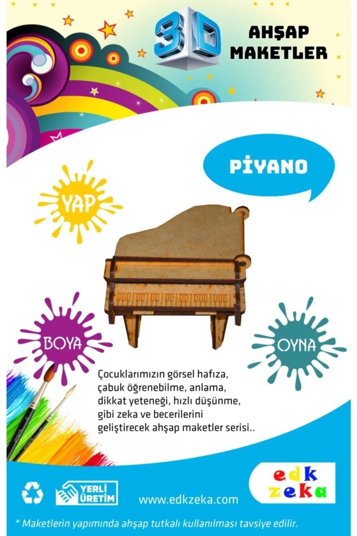 Ahşap Maket Piyano ve Boya,Fırça