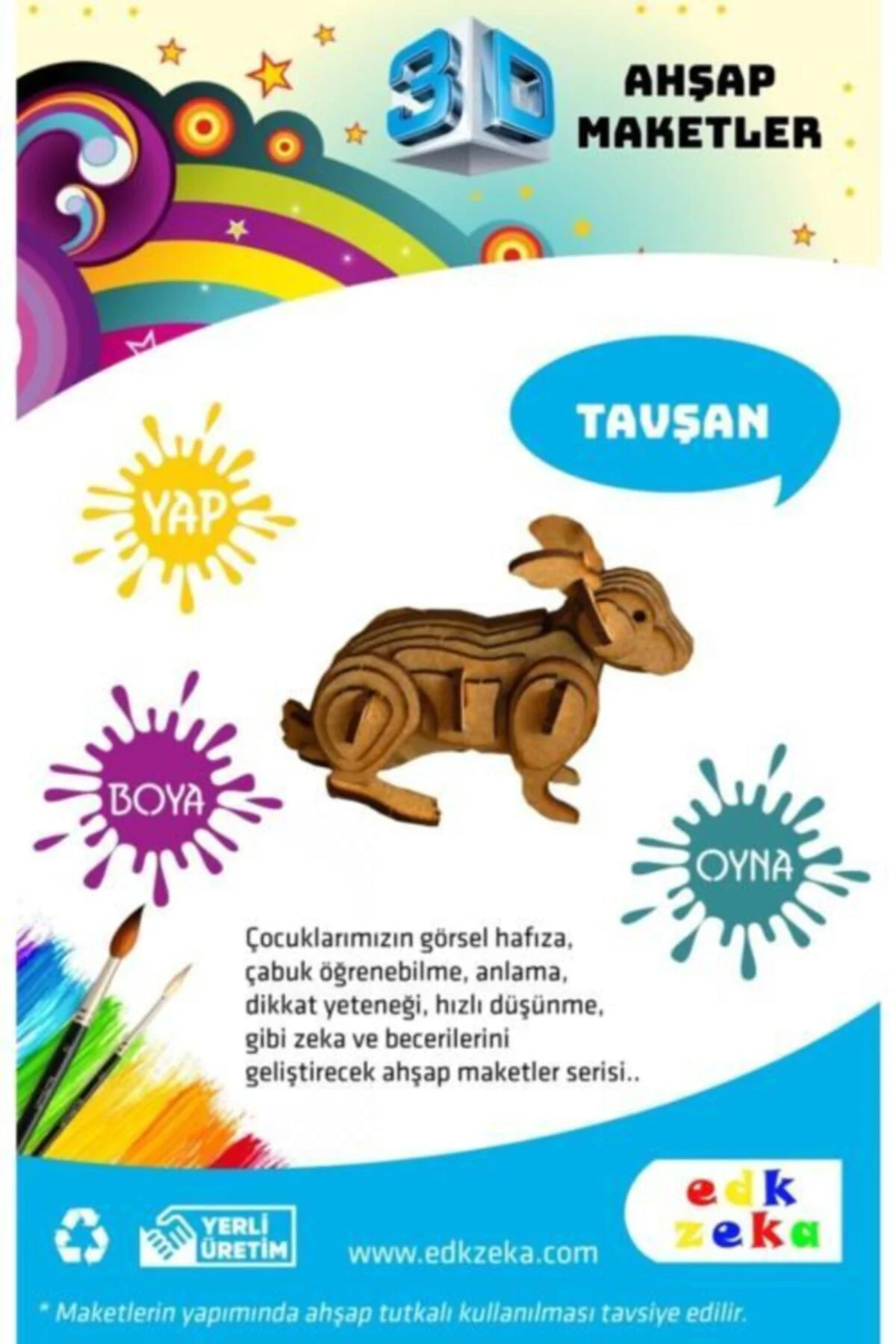 Ahşap Maket Tavşan Çocuklar Için Ahşap Boyanabilir