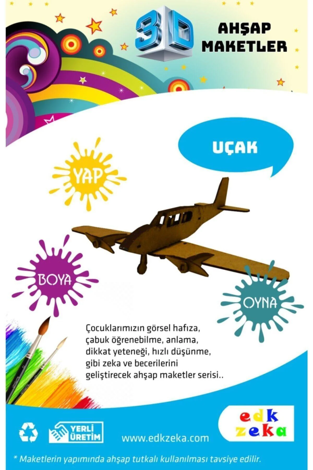 Ahşap Maket Uçak ve Boya,Fırça