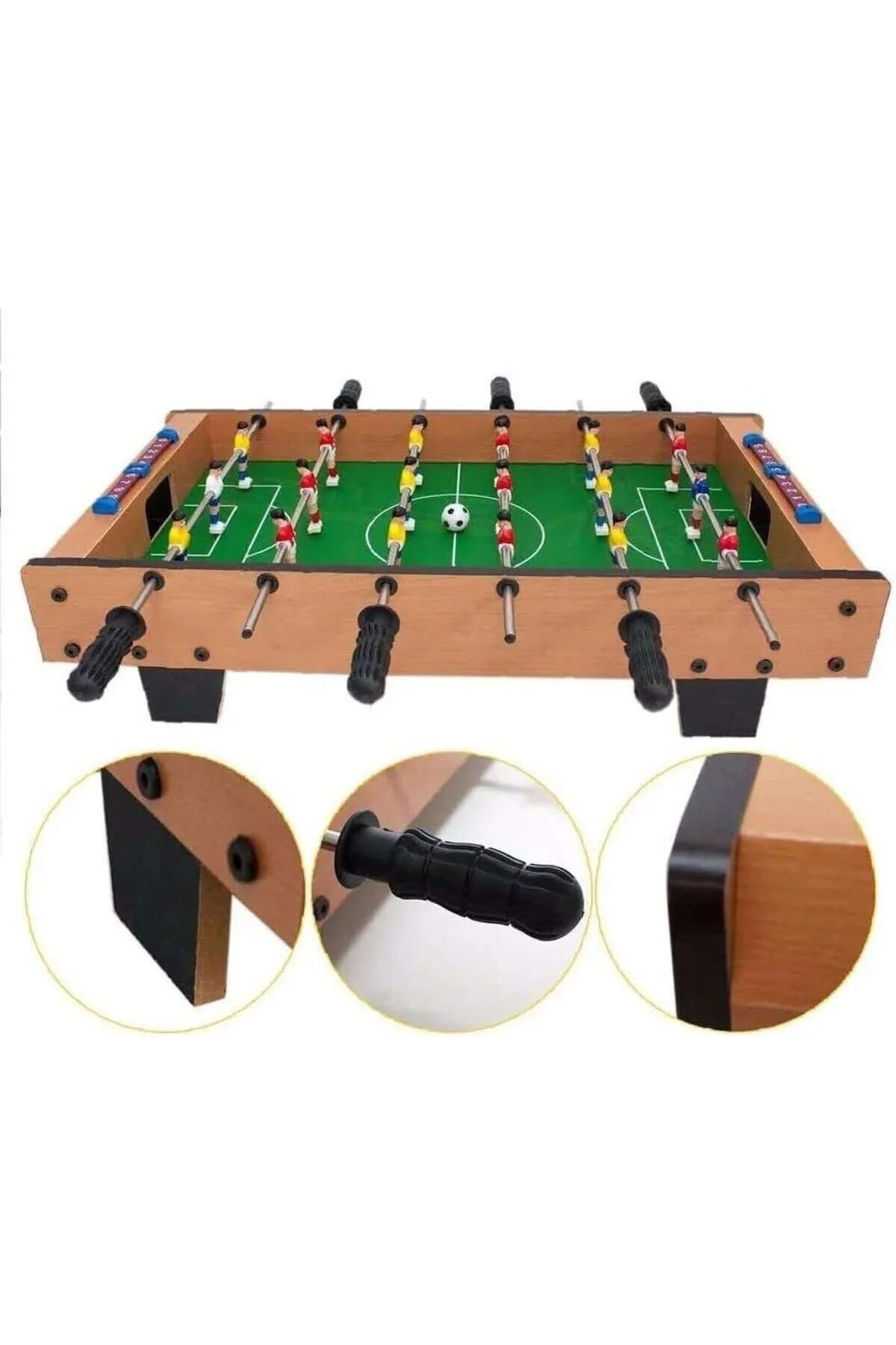 Ahşap Masa Maçı Langırt Oyunu, 18 Oyuncu, 2 Top, 70 cm, Çok Renkl