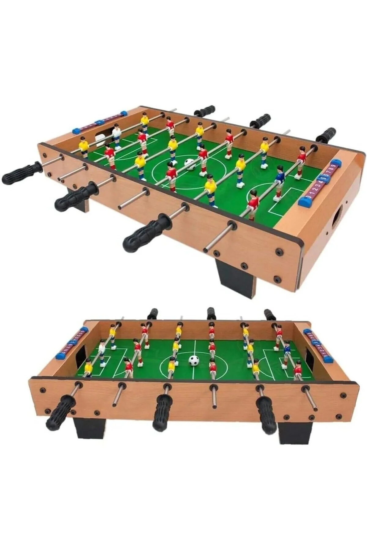 Ahşap Masa Maçı Langırt Oyunu, 18 Oyuncu, 2 Top, 70 cm, Çok Renkl
