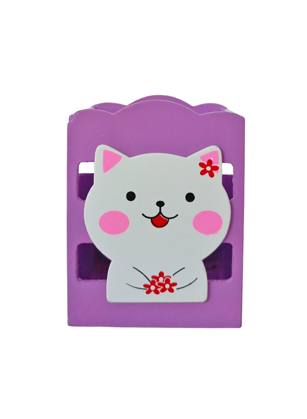Limmy Ahşap Masaüstü Kalemlik Sevimli Kedi Mor - 1 Adet