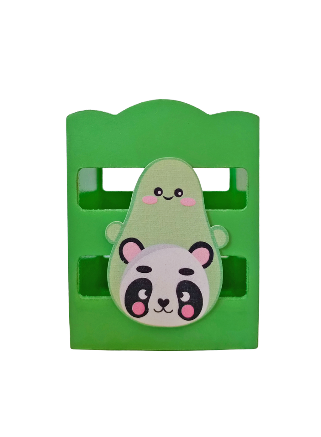Ahşap Masaüstü Kalemlik Sevimli Avakado Panda Yeşil- 1 Adet