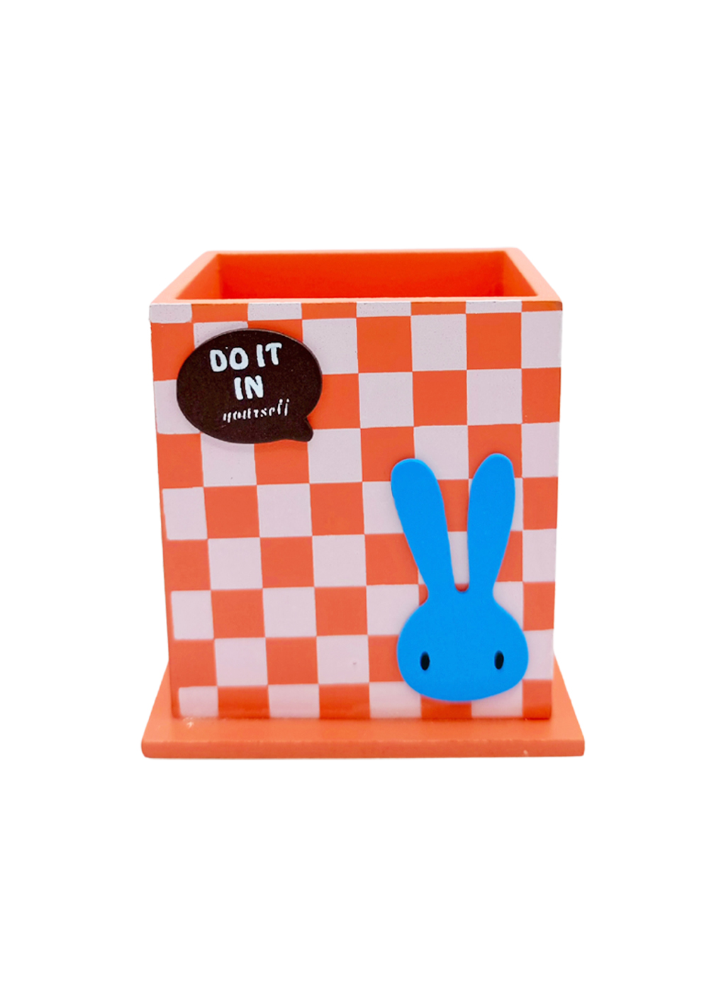 Ahşap Masaüstü Kalemlik Sevimli Tavşan Turuncu - 1 Adet