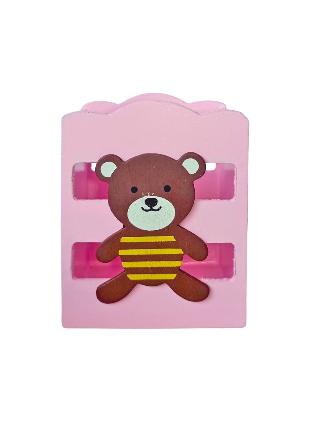 Limmy Ahşap Masaüstü Kalemlik Sevimli Ayıcık Çizgili Pembe - 1 Adet